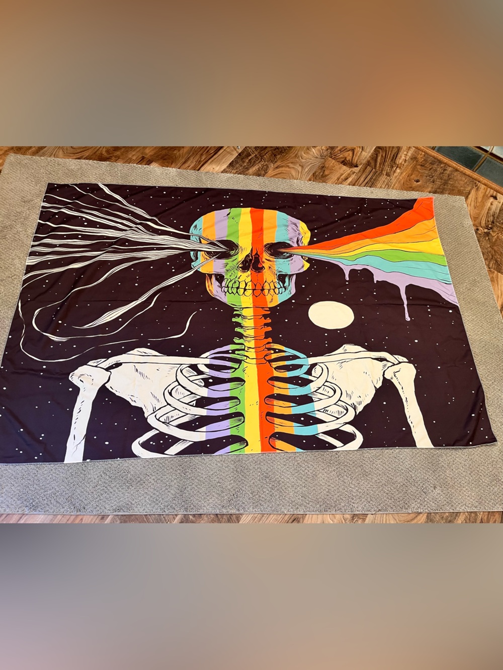 Psychedelic Rainbow Skull Tapestry
